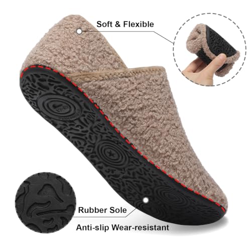 Image of Fires Womens Mens Slippers with Rubber Sole Soft-Lightweight House Slipper Socks Around House Shoes Non Slip Indoor /Outdoor