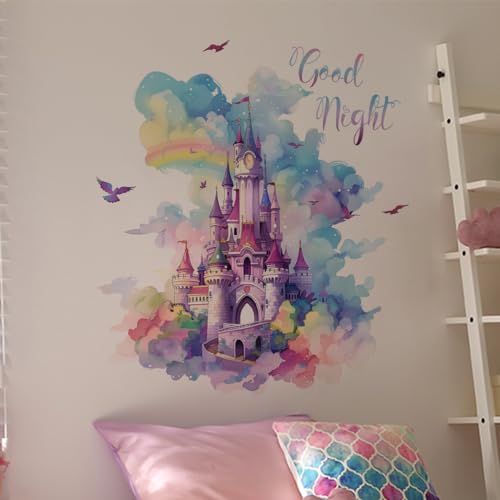Vinilo Decorativo Castillo Arcoíris para Pared Infantil miniatura 3