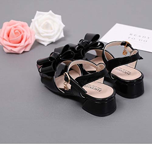 Toddler Little Kid Girl's Wedding Sandals Open Toe Low Heel School Party Princess Dress Shoes with Front Bow4