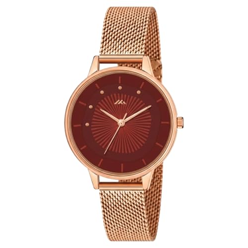 Image of WISEWALKER Women's Analog Wrist Watch for Ladies and Girls | Stylish & Trendy | Rose Gold Stainless Steel Premium Strap | Perfect for Casual, Party & Formal Wear