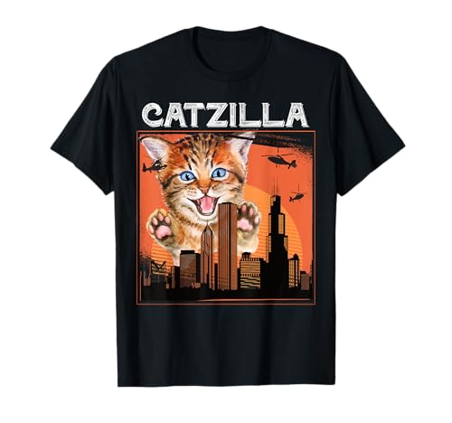 Catzilla vintage, gatito divertido, gato | Arte retro Camiseta