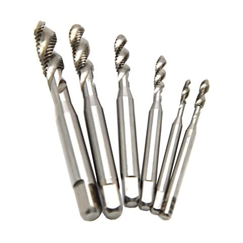 Wokesi 6Pcs 1-64/2-56/3-48/4-40/5-40/6-32 Spiral Flute Thread Milling Taps Plug Tap Screw Tap Threading Tools TPI Unified USA Standard Cover