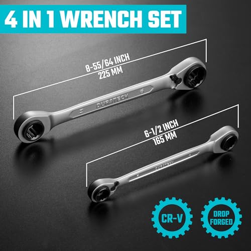 Image of DURATECH 4-in-1 Reversible Ratcheting Box Wrench Set, Metric, 2-Piece (Pack of 2)