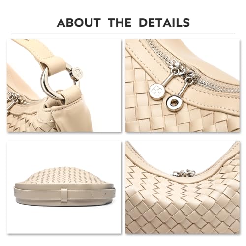 Trendy Woven Purse for Women Lightweight Soft Leather Hobo Shoulder Bags with Zipper Woven Handbag for Women4