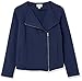The Drop Women's @caralynmirand Long Sleeve Knit Moto Jacket, Navy, L