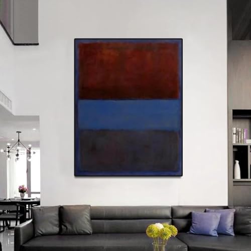 Impresiones en lienzo n.º 61 (óxido y azul), reproducción de obras de arte famosas de Mark Rothko, pintura al óleo abstracta, decoraciones modernas para el hogar, 70 x 100 cm, sin marco ✅