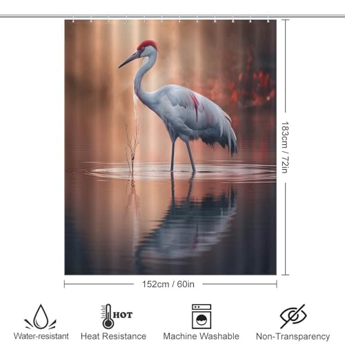 Rideau de douche grue animale polyester imperméable 12 crochets