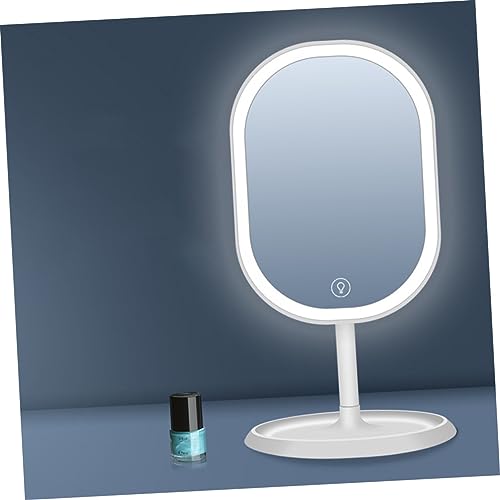 Espejo de maquillaje LED ajustable con base para escritorio miniatura 3
