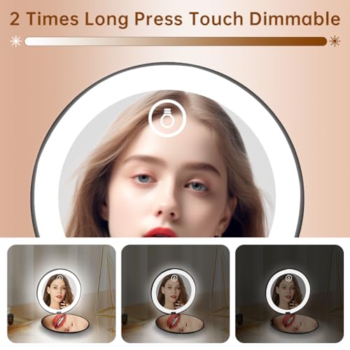 OSDUE Compacto con Aumento 1X/10X,Mini Espejo de Maquillaje LED Plegable,Espejo de Bolsillo Pequeño Recargable por Type-c Portátil Espejo de Viaje para depilar Cejas Adecuado para Bolsillos y Bolsos - imagen 4