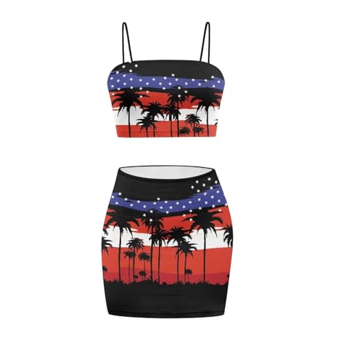 Image of 2025 Sexy Spaghetti Strap Crop Tops and Bodycon Skirt Casual 2 Piece Set S-4XL