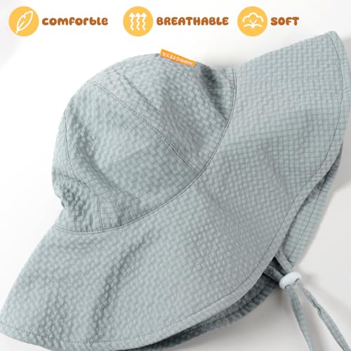 HONGTEYA Baby Sun Hat Toddler Girl Beach Hat Sun Protection Adjustable Outdoor Summer Wide Brim Bucket Hat for Infant Kids Grey — view 5