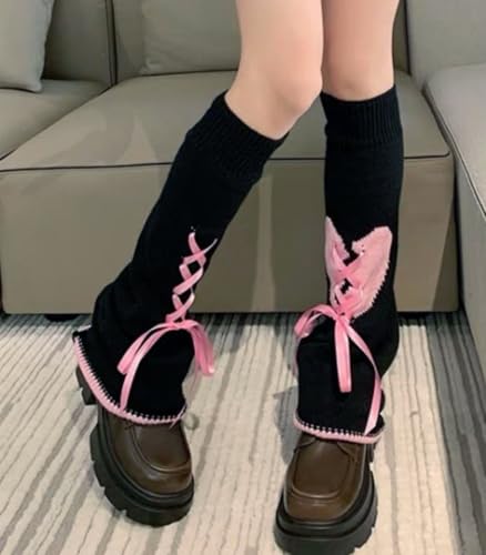 Image of WODECASA Girls Kawaii Leg Warmers Knitted Flared Leg Sleeves Goth Crochet Baggy Cuff Ankle Heap Socks