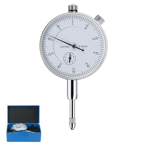 AccuGrapha Messuhr 0-10 mm, Mechanische Messuhr mit Metrischer Skala, 0,01 mm Genauigkeit, Edelstahl-Messspitze, Robustes Gehäuse für Präzisionsmessungen in Industrie & Handwerk