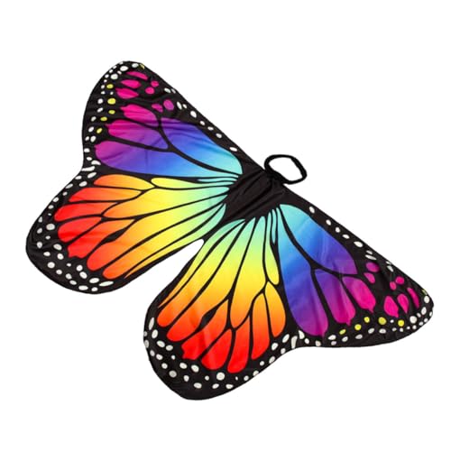 OUNONA Alas de Fluorescente Arcoíris para Mujer Accesorio de Cosplay para Baile y Fiesta Chal Ligero para Danza y Disfraces de Halloween Carnaval y Actuaciones