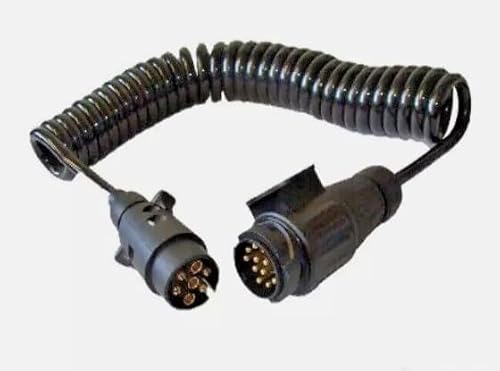 Image of AUTOXBERT 7 Pin Male to 13 Pin Male Trailer Suzi Coiled Extension Cable, 3M Heavy Duty Towing Tow Bar Electrics Curly Lead Wire For Car Van Trailer Caravan