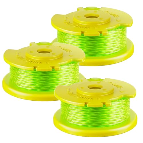 Kousika AC80RL3 Compatible with Ryobi 18v,24v,40v Cordless Trimmers and AC14HCA Cap Cover,Replacement String Spool Ryobi One Plus+ Weed Wacker Auto-Feed Refills Twist Line 11ft 0.080" 3Pack