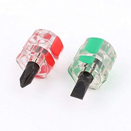 Sourcingmap 6mm x 14mm Short Distance Slotted Phillips Screwdrivers Set 2 Pcs, Black,clear,green