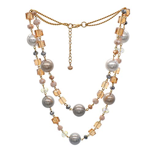 Womens Multi strand Chunky Statement Pearl Necklace Choker for Women Bride Wedding Jewelry set