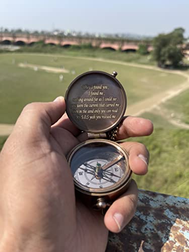 Brújula de Latón Antiguo Personalizada con Estuche de Cuero miniatura 2