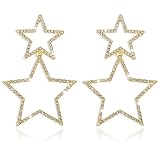 Ymimanchil Star Earrings for Women Silver Star Earrings Dangle Rhinestone Star Stud Earrings Rhinest