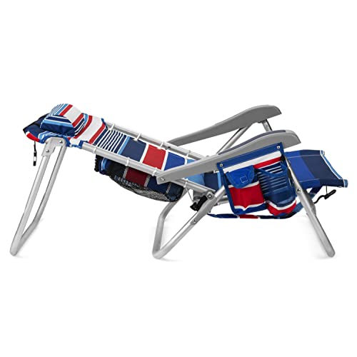 Homevative Cooler+ Folding Backpack Beach Chair With 5 Positions, Towel Bar, Xl Cooler Pouch, Storage Net, Cup And Phone Holder, Fireworks #TOP1