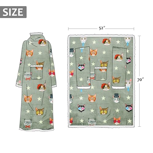 Image of Catalonia Sherpa Wearable Blanket with Sleeves and Pocket for Adults
