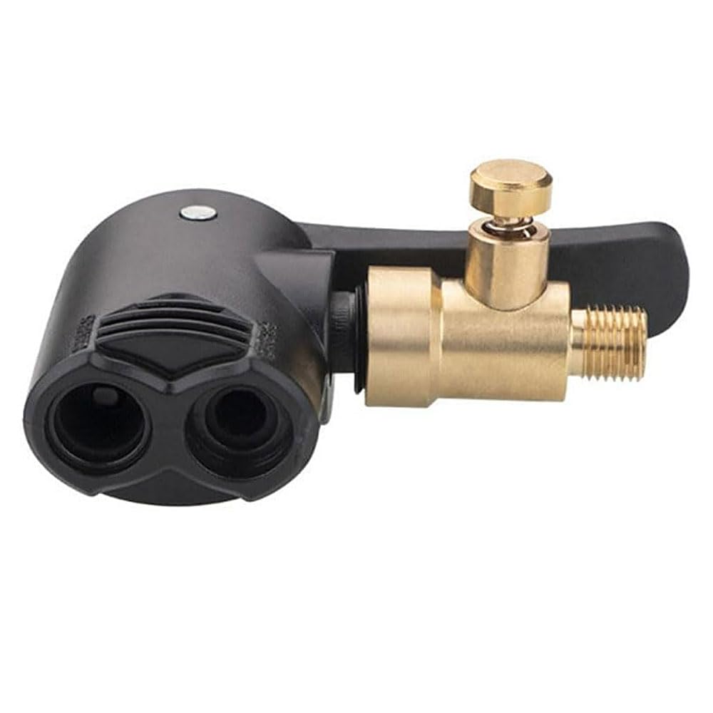 1Pcs Dual Head Bike Track Pump Tyre Air Pump Multi-use Connector Head Pump Valve Adapter Connector for Mountain Bike Road Bike Replacement Accessories (deflatable)