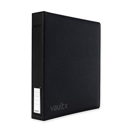 Vault X Trading Card 3 Ring Binder, fits 9 Pocket Pages, 540 cards, Exo-Tec Material, Easy Open, D-Ring Clip Folder for Collectible Card Games, Sports, TCG (Black/Electric Green, Slim)