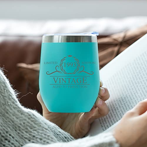 30Th Birthday Gifts For Women - 1993 12 Oz Mint Stemless Wine Tumbler - 30Th Birthday Decorations For Women - Birthday Gifts For 30 Year Old Women Mom - Funny 30Th Birthday Idea Presents For Women #TOP5