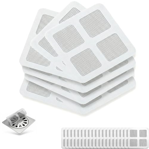 50 Pack Disposable Shower Drain Hair Catcher Peel-Stick Mesh Covers 4 in