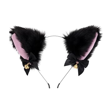 Cat ears bell hair hoop Cos Cat girl Fox Ears Anime Cosplay - Animal Halloween Headband Headpiece Costume Accessories Black
