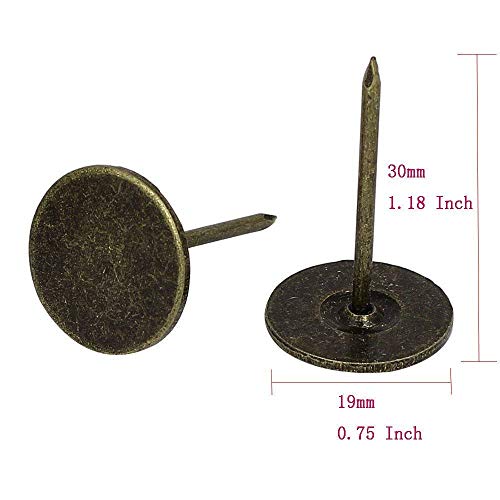 Sydien 19mm Dia Flat Head Upholstery Tacks Furniture Decor Nail Pushpin Thumb Tack Bronze Tone 50 Pcs - Thumbnail 2