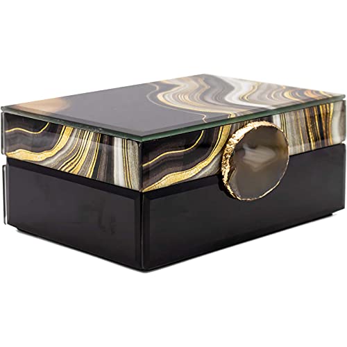 Boîte à bijoux en verre et agate naturelle noire Cover
