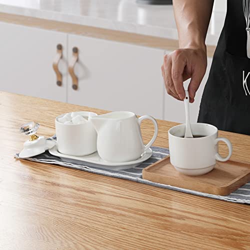 Ontube Porcelain Sugar And Creamer With Tray And Crystal Lid Set Of 4 (Gold) #TOP7