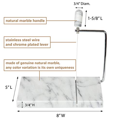 Creative Home Natural Marble Cheese Slicer Cheese Butter Cutter With Replacement Wire, 5" X 8", Off-White (Color May Vary) #TOP4