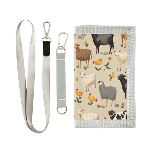 ALAZA Kids Wallets for Boys Girls Toddler Trifold Wallet Children Small Farm Animals Pattern with Zipper Coin Pocket