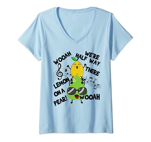 Womens Lemon On A Pear Funny Classic Song foodie lyrics Meme- Black V-Neck T-Shirt