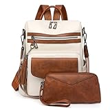 DEARBAG Mochila Antirrobo para Mujeres, Mochila Mujer con Multibolsillos, Bolsos Mochila Vintage para Chicas, Bolsa Bandolera Hombro Elegante para Viaje Escuela Compras Trabajo Escolar (Empalme)