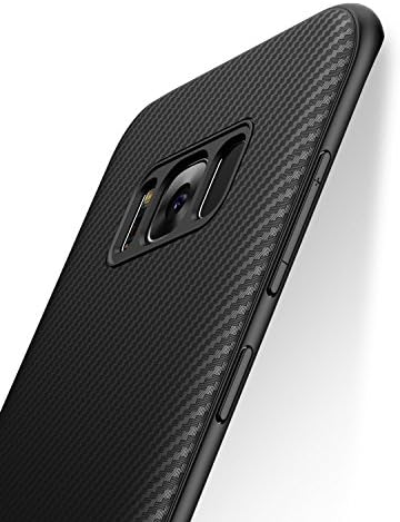 iCOCEN Samsung Galaxy S8 Case [Carbon Fiber Texture Design] Durable Light Shockproof Cover Full Protective Stylish Slim Fit Shell Soft TPU Silicone Gel Bumper Case for Galaxy S8 5.8 inch 2017 - Black