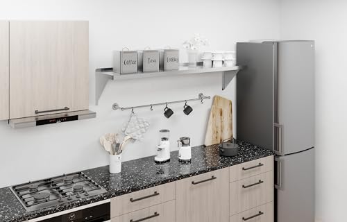 Image of AmGood 14 inch x 60 inch Stainless Steel Wall Shelf | Appliance & Equipment Metal Shelving | NSF | Kitchen, Restaurant, Garage, Laundry, Utility Room | Heavy Duty | Squared Edge