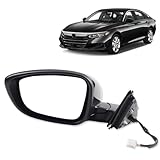 Dasbecan Left Driver Side Door Mirror Compatible with Honda Accord LX Sport 1.5T 2018-2022 Power |Non-Heated|Paint to Match Repalces# HO1320328,76258-TVA-A02 (3Pins-Black)