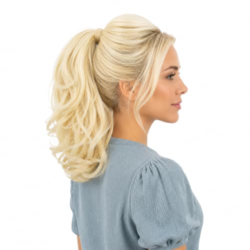 Extension de cheveux blonde platine ondulée 30cm CAISHA postiche natte de qualité