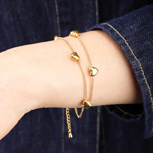 Image of 18K Gold Plated Stainless Steel Dainty Charms Colorful Crystal Birthstone Bracelet Minimalist Cute Jewelry for Women