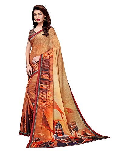 Image of AKHILAM Women's Bahubali Digital Printed Art Silk Saree with Blouse Piece (BHBLI Parent)