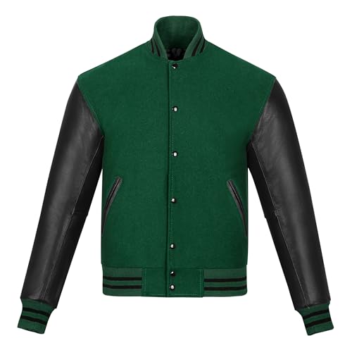 Image of Varsity Jacket Baseball Letterman Jacket- Wool and Leather Premium Quality Unisex Basketball Jacket