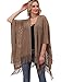 Knit Shawl Wrap for Women - Soul Young Ladies Fringe Knitted Poncho Cardigan Cape(One Size,Khaki)