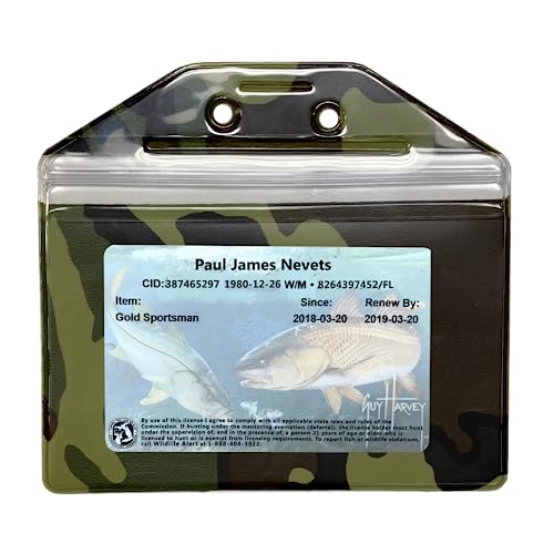 3 Pack - Camouflage, Horizontal, Zipped, Pinned, Hunting License, Fishing License & Tag Holder, Made in USA