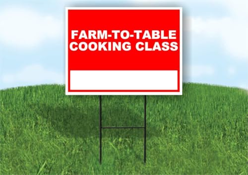 Farm-to-Table Cooking Class Write On Me Red 18x24 in Single Sided Yard Road Sign w/Stand