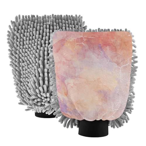 Hezely Colorful Marble Car Wash Mitt, 2PK Scratch Free Lint-Free for Car Washing and Detailing