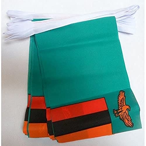 Image of AZ FLAG Zambia 6 meters BUNTING Flag 20 flags 9'' x 6'' - Zambian STRING flags 15 x 21 cm